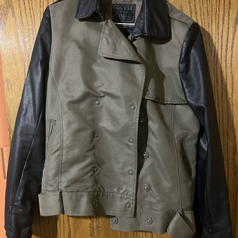 Guess Black and Khaki Leather Jacket